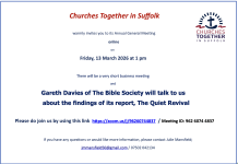 Churches Together in Suffolk to host Bible Society webinar on the Quiet Revival